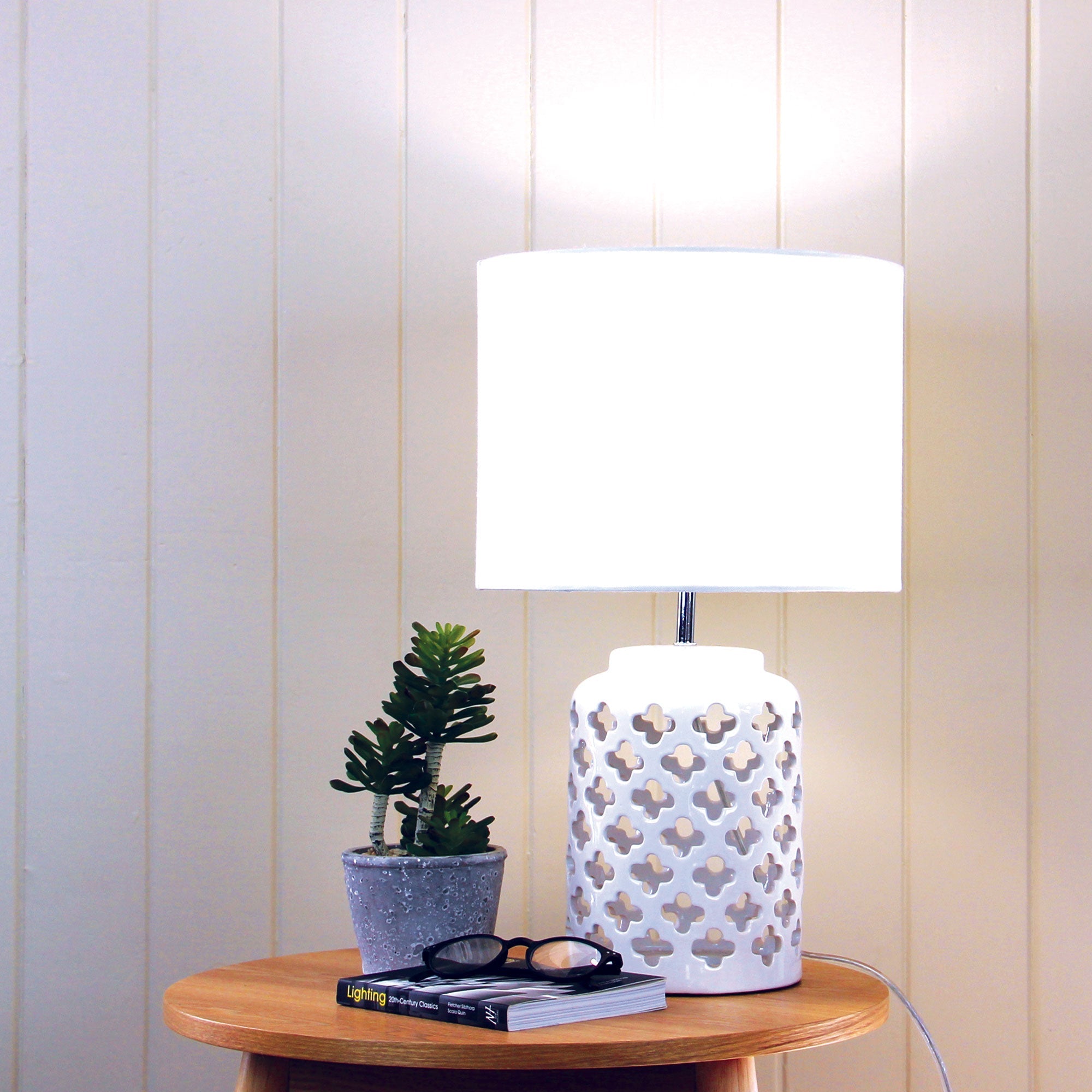 Casbah White Ceramic Complete Table Lamp